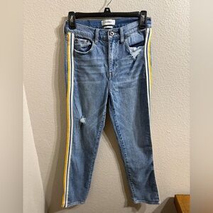 Pistola Blue Skinny‎ Jeans with Yellow and White Stripes